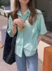 Blouses Femmes JMPRS Coréen Élégant Femmes Chemise Blanche Lâche Simple Manches Courtes Style Preppy Tops Harajuku Boutons Tout Match Lady Casual