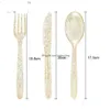 Flatvaruuppsättningar 75 st guldplast Sierware- Disposel Glitter Cutler- Inkluderar 25 gafflar Spoons Knives Q230829 Drop Delivery Home Gard DHM5W