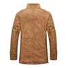Casaco masculino de pele sintética outono / inverno gola com lã e veludo grosso jaqueta térmica camisa de couro à prova d'água tamanho grande 230911