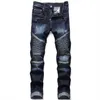 Drop Fashion New Biker Jeans Men's Distressed Stretch Ripped Hip Hop Slim Fit Holes Punk Denim Cotton Pants X220214230Y