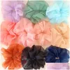 Hair Accessories Lady Chiffon Scrunchies Women Girl Solid Elastic Bands Rope Ponytail Holder Large Intestine Sports Dance Scrunchie Dhtb8
