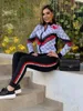 Designer Two Piece Pants Tracksuit Women Casual Zip Jacket and Sweatpants Sets Free Ship