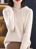 Kobiety swetry kobiety pullover z kapturem sweter koreański luźne solidne długie rękawy swobodny jesień zima gruba ciepła dzianina prostota