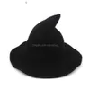 Party Hats 1pc Halloween Witch Hat Womens ull barns vikning gjord av hud Big Brim Holiday Role Spelar dekoration Drop Delivery H Dhunx