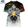 Herr t-skjortor sonspee sommaranime fullmetal alkemist Edward Elric tryckt t-shirt 3d män casual harajuku plus size animes tshirt barn