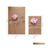 Gratulationskort Creative DIY Vintage Kraft Paper Hand Made Dried Flower Tack Card For Birthday Valentines Christmas Drop Deliver Otd8w