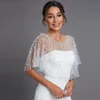 2024 Bröllopstillbehör Bolero Bridal Cloak Pearls Wedding Cape Short Women Wrap Cape Evening Wrap Shawl White Ivory