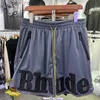 Kvinnors shorts dragstring Rhude Grey Short Mesh Drafty Sport Shorts Rhude Men Women Casual Shorts Fitness Training Top Men Clothing L230912