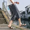 Shorts pour hommes mâle été coton lin hommes sarouel coréen surdimensionné lin streetwear cordon vêtements de sport pantalons de survêtement