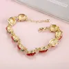 Link Bracelets Red Strawberry Roses Charm Bracelet Bangles Kawaii Shine Crystal Enamel For Women Fruit Jewelry Accessory Girl Gifts