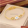 Bangle Marca de Luxo 18K Gold Evil Eye Clover Bangle Ins Estilo Pulseira de Aço Inoxidável para Mulheres Presente Gota Entrega Dhqfe