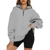Kvinnors hoodies Half Zip Sweatshirts Croped Fleece Womens Quarter Up Pullover Sweaters Fall Outfits 3xl Hoodie Tan