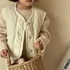 Waistcoat 7438 Children Vest Autumn Korean Girl's Vest Beige Floral Wear Thin Cotton Coat on Both Sides Wear Waistcoat 230912