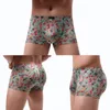 Sous-vêtements imprimé floral hommes Big U poche convexe sous-vêtements taille basse boxeurs culottes vêtements de nuit sexy maillots de bain maillot de bain