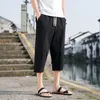 Shorts pour hommes mâle été coton lin hommes sarouel coréen surdimensionné lin streetwear cordon vêtements de sport pantalons de survêtement