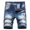 Mens Jeans Distressed Printed Denim Shorts for Mens Thin Outerwear Trendy Quarter Pants with Fashionable Elasticity