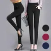 Pantalon Femme S-5XL Plus Taille Leggings d'hiver Femmes Taille haute Stretch Épais Solide Skinny Élastique Chaud Velours Crayon Lady Bureau Pantalon