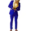 Abiti da uomo Blazer Groomsmen Blu royal Smoking dello sposo Scialle Oro Risvolto Uomo 2 pezzi Giacca da sposo da sposa Pantaloni T215K