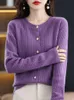 Aliselect Moda 100% Lana Merino Top Donna Maglione lavorato a maglia O-Collo Cardigan a maniche lunghe Primavera Autunno Abbigliamento Intrecciato Maglieria