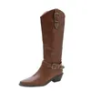 women knee Boots designer Half boot Black khaki Indoor outdoor fall and winter style Fashion leather Booties eur 36-40