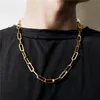 Chains Fashion Paperclip Link Chain Women's Necklace 316L Stainless Steel Gold Color Long For Women Men Jewelry Gift269e