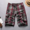 Shorts pour hommes Summer Cotton Plaid Casual Hommes Haute Qualité Cargo Beach Mâle Plus Taille 29-38