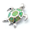 Women jewelry Necklace Sea Turtle Jewelry Fashion Green Opal Pendant Mexican Opal Necklace 925 Stamped