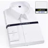 Herrklänningskjortor 2023 Stretch Anti-Wrinkle Long Sleeve For Men Slim Fit Social Business Blus White Shirt S-7XL