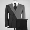 Ultimo disegno nero rosso giacca da uomo pantaloni doppio petto sposo smoking da sposa vestito da partito per uomo slim fit blazer abiti Bl322k