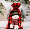 Boże Narodzenie Santa Sacks Buffalo Plaid Snowman Reindeer Candy Gift Gift Xmas Treats Torby Workstring Materiały na przyjęcie 913