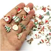 45st/Lot Christmas Oil Drip Alloy Diy Jewelry Accessories Santa Claus Snowman Bell örhängen