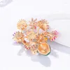 Brooches Flowers In Vase Women Rhinestone Multicolor Beauty Flower Party Office Brooch Pins Gifts Jewelry