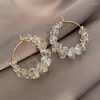 Oorringen Ronde Vrouwen Sieraden Drop Natuurlijke Maansteen Grind Chip Geometrie Crystal Dangle Earring Hangende Geschenken