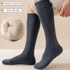 Men's Socks 3 Pair Winter Thick Warm Knee High Wool Quality Merino Calf Harajuku Retro Cashmere Snow Men 230912