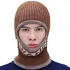 Berretti da uomo lettera lavorata a maglia cappello integrato sciarpa per adulti peluche addensare inverno caldo berretto antivento da esterno berretto moda donna