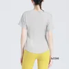 Damen Yoga Kurzarm Lose Nude T-Shirt Schnell Trocknend Atmungsaktives Sweatshirt Lauftraining Yoga Top Lässiges Top Slim Fit SweatshirtLUU