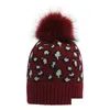 Beanie/Skull Caps Beanie/Skl Cappello da donna Stampa leopardo Berretti lavorati a maglia caldi per donna Palla di pelo Autunno Inverno Berretto femminile Nero Bianco 202 Dhe9D