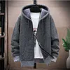 Jaquetas masculinas Inverno Fleece Sweatercoat Homens Grosso Quente Com Capuz Kintted Mens Sweater Cardigan Sólido Casual Tricô Jaqueta Casaco Masculino Roupas T230913