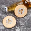 Tom Diy Wood Round Forme Bottle Opener Coaster Kylskåp Magnet Decoration Beer Bottle Opener Party Favor Present