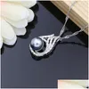 Örhängen halsband grå pärla brud smyckesuppsättningar droppe med CZ Stone 925 Sier Women Ring Set Leverans OTZG1