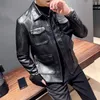남자의 가죽 가짜 2023 남자 정장 재킷 슬림 한 핏 단축 코트 패션 재킷 스트리트웨어 캐주얼 블레이저 재킷 남성 겉옷 230912
