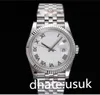 7 estilos Relojes automáticos unisex Esfera de diamante blanco Plata Datejust 36 mm / 41 mm Wimbledon Roman White Blue Jubilee Esfera estriada Relojes de pulsera para mujer