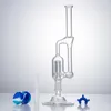 GB007 Hookah Glass Bong Bubbler Pipe Double Recycler Perc 14mm Quartz Ceramic Nail About 10.5 Inches Dab Rig Smoking Pipes