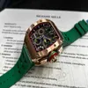 Projektant luksus Richaer Mileres Szwajcarski sport mechaniczny RM65-01 Pełna róża szkielet szkieletowy Automatyczne uzwojenie Rozdzielone sekundy Chronograph x6656