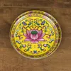 Plates Chinese Ceramic Enamel Color Offering Plate Lotus Flower Buddha Fruit Feng Shui