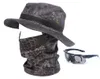 Fãs militares máscara de camuflagem tática ao ar livre óculos de aba redonda chapéu cabeça máscara facial completa CS forças especiais óculos de tiro polarizador equipamento de proteção solar
