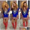 Basic Casual Dresses Wholesale- Fashion Women Traditional African Print Dashiki Dress Short Sleeve Party Drop Delivery Apparel Wom Otag4