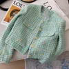 Women's Jackets Women's Luxury Senior Jackets Female Temperament Spring Autumn Green Plaid Tweed Brief Paragraph Small Fragrant Casual Coat 230912