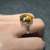 Cluster Rings 1pcs/lot Natural Citrine Ring Drop Shape Leaves Hollow Out S925 Silver Miss Jewelry Fashion Exquisite Size Adjustable Precious