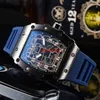 Richarmilles Watches mode 3-stifts kvartsklocka transparent ram herrens automatiska klockmäns designer handled reloj hombre cy